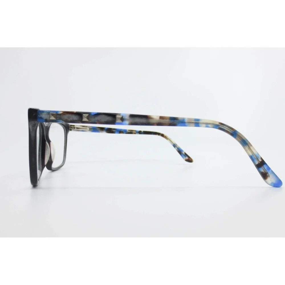 Antwerp C01 Black Rectangular Eyeglasses Blue Tortoise Studded Temples 56-17-140